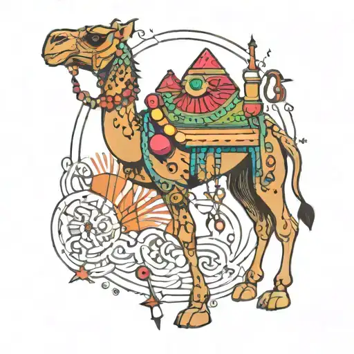 rave party techno camel tattoo design idea