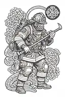 firefighter, health personnel, Japanese culture tattoo design idea