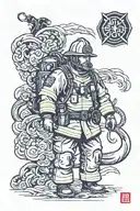 firefighter, health personnel, Japanese culture tattoo design idea