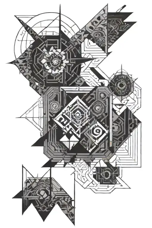 Dark punk inca zen geometric tattoo design idea