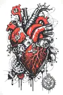 Inca bio mechanical real heart tattoo design idea