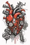 Inca bio mechanical real heart tattoo design idea