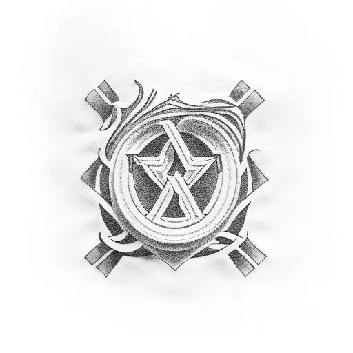 apha Omega inside a rounded laurel wreath tattoo design idea