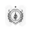 apha Omega simbol inside a rounded laurel wreath tattoo design idea