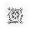 apha Omega inside a rounded laurel wreath tattoo design idea