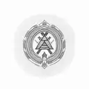 apha Omega inside a rounded laurel wreath tattoo design idea