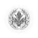 apha Omega inside a rounded laurel wreath tattoo design idea