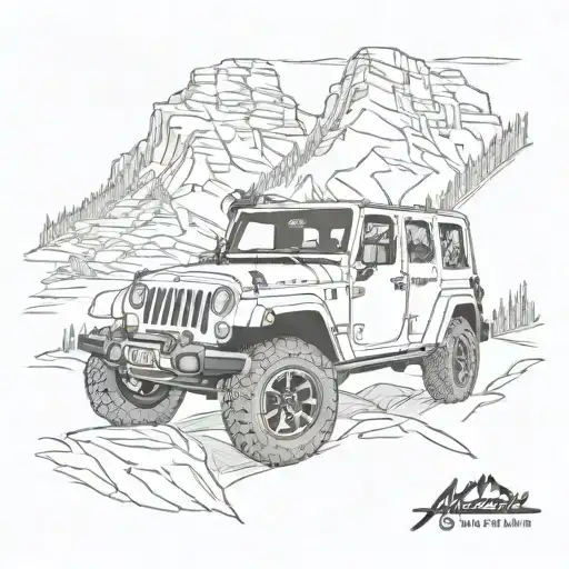 appalachian mountains jeep wrangler tattoo design idea