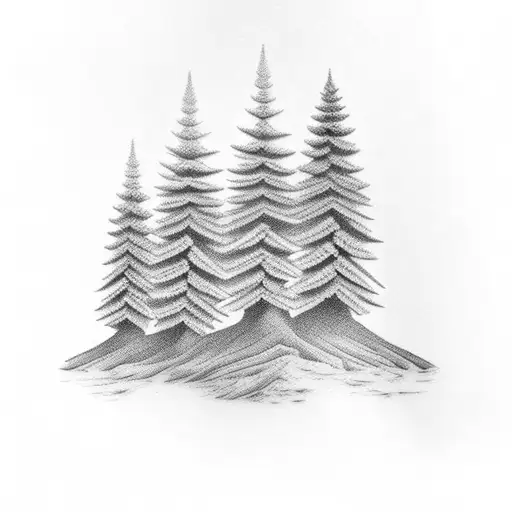 Rottweiler blue spruce trees leg sleeve tattoo design idea