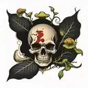 skull and mushroom growing tattoo design idea