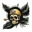 skull and mushroom growing tattoo design idea