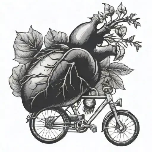 anatomic heart tattoo, beet inside, in a bicycle ring tattoo design idea