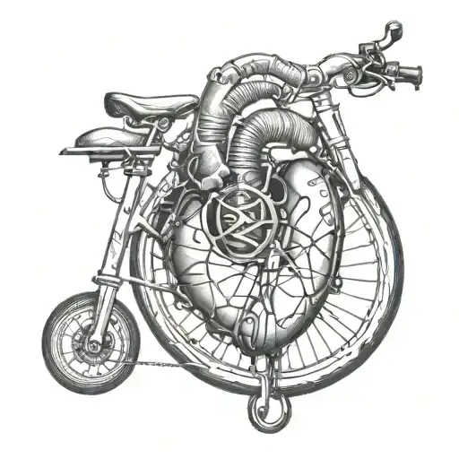 bicycle , anatomic heart, heart attack, life,  tattoo design idea