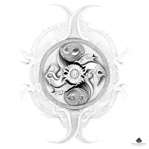 yin and yang with dragon tattoo design idea