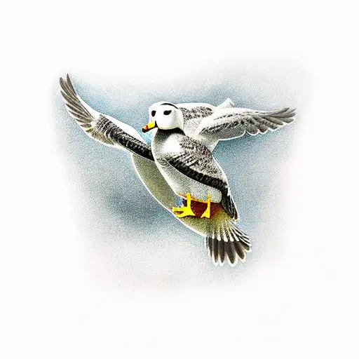 duck with owl flying over tattoo design idea