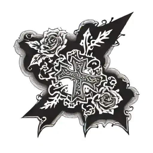 Incorporate a detailed cross with a meaningful bible quote intertwined in a blackwork style design tattoo design idea