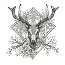 A Cross with deer antlers     tattoo design idea
