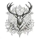 A Cross with deer antlers     tattoo design idea