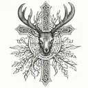 A Cross with deer antlers     tattoo design idea