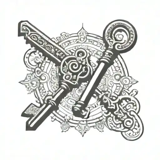 A vintage key unlocking a digital lock, showcasing the balance between tradition and modern technology tattoo design idea