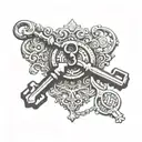 A vintage key unlocking a digital lock, showcasing the balance between tradition and modern technology tattoo design idea