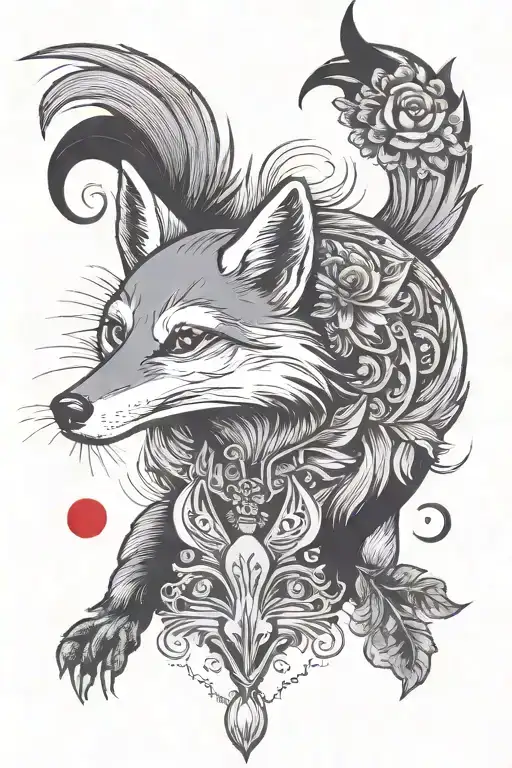 silver fox looking tattoo design idea