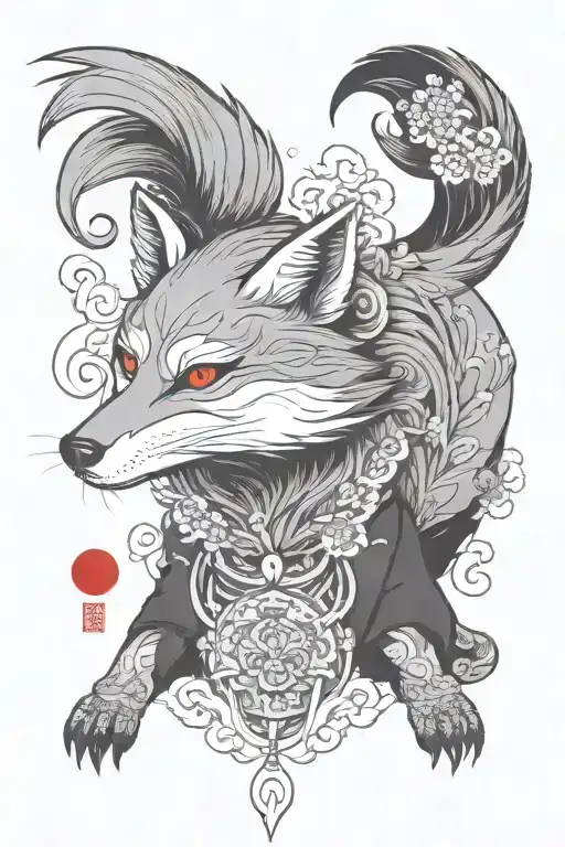 silver fox looking tattoo design idea