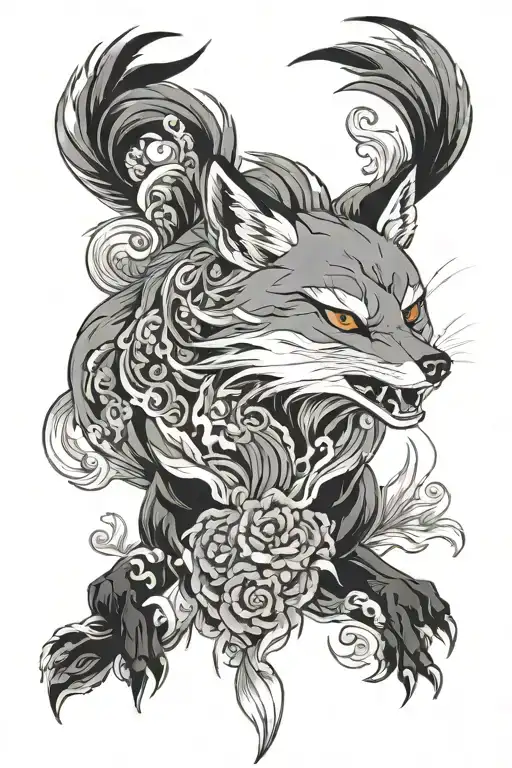silver fox looking tattoo design idea
