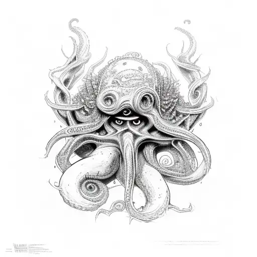 cthulu emerging from the shadows tattoo design idea