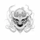 cthulu emerging from the shadows tattoo design idea