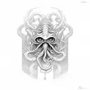 cthulu emerging from the shadows tattoo design idea