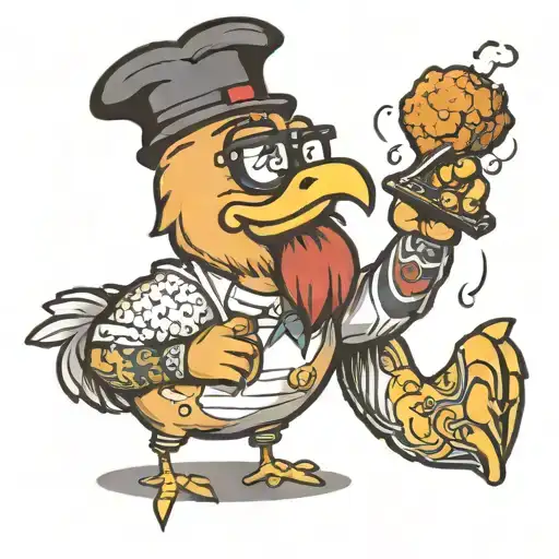 Chicken nugget smoking a cigarette tattoo design idea