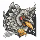 Chicken nugget smoking tattoo design idea