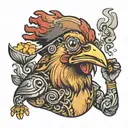 Chicken nugget smoking tattoo design idea