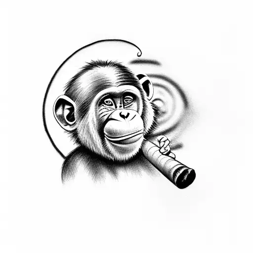 chimp smoking cigar tattoo design idea