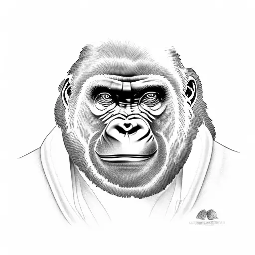 gorilla smoking cigar tattoo design idea