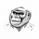 gorilla smoking cigar tattoo design idea