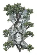 tree growing from dna digital circuit board tattoo design idea