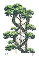 tree growing from dna digital circuit board tattoo design idea