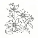 daisy, bee, lily pad tattoo design idea