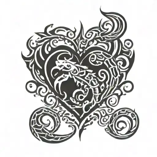 heart with scorpion surrounded tattoo design idea