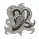heart with half scorpion tail forming tattoo design idea