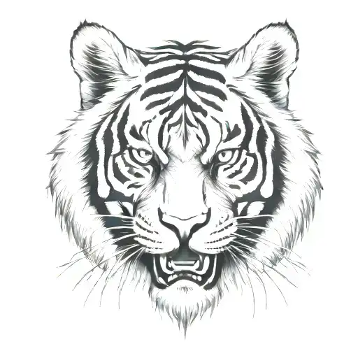 badass tiger head tattoo design idea