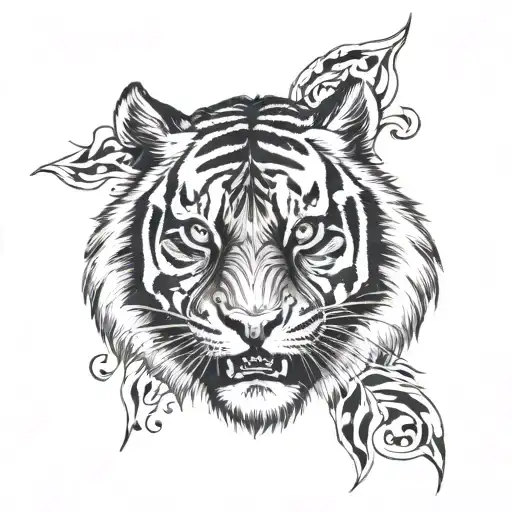 badass tiger head tattoo design idea