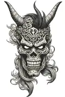 oni skull mask tattoo design idea