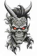 oni skull mask tattoo design idea