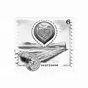 postage stamp with Georgia state outline in the frame, with a flowing sketch heart shape inside Georgia state tattoo design idea