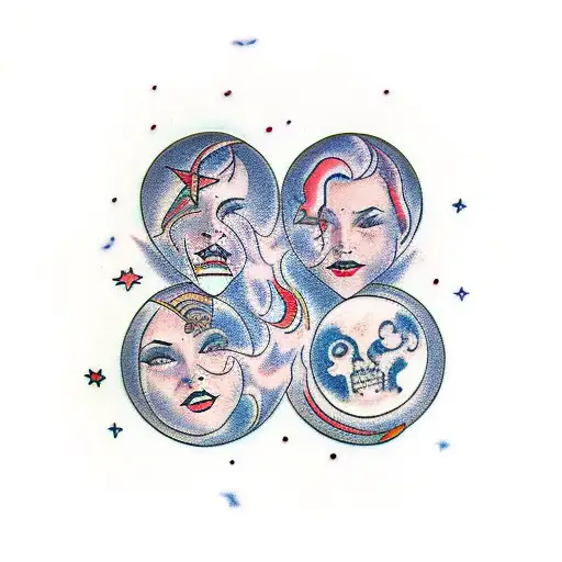 Three children of the moon throw yourself out of fire tattoo design idea