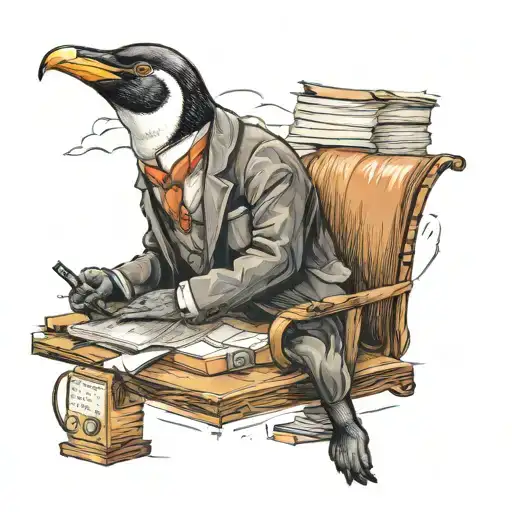 office worker penguin tattoo design idea