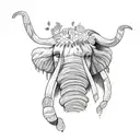 mammoth head with flowers tattoo design idea